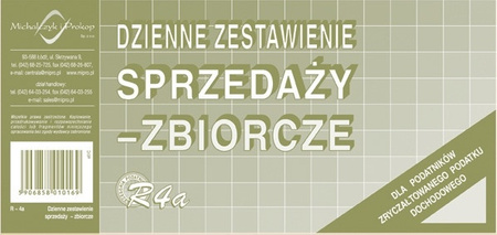 DZIENNE ZESTAWIENIE SPRZEDAŻY - ZBIORCZE 1/3 A4