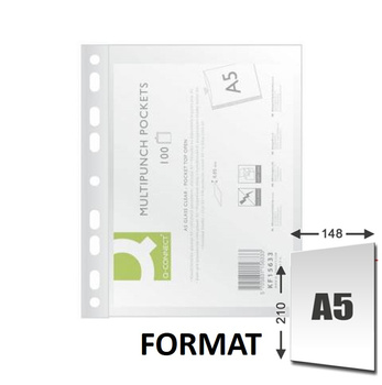 Koszulki Q-Connect A5/50µm krystaliczne (100)