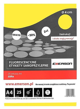 Etykiety Emerson A4 śr.40mm żółte (25)