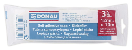 Taśma biurowa DONAU, 12mm, 10m, 3szt.