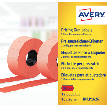 ETYKIETY DO METKOWNICY AVERY 26x16mm TRWAŁE CZERWONE (10x1200)