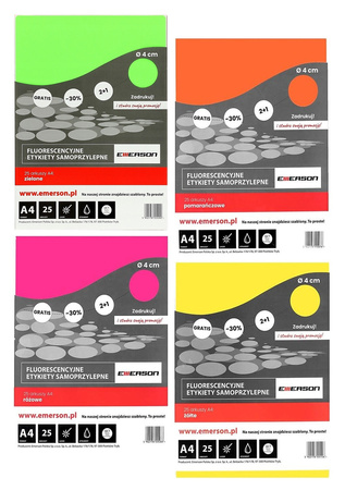 Etykiety Emerson A4 śr.40mm żółte (25)