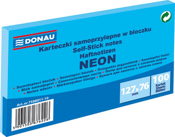 Karteczki Donau 127x76mm neon niebieskie (100)