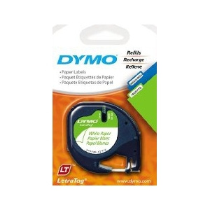 TAŚMA DYMO LETRATAG 12mm*4m PAPIEROWA BIAŁA
