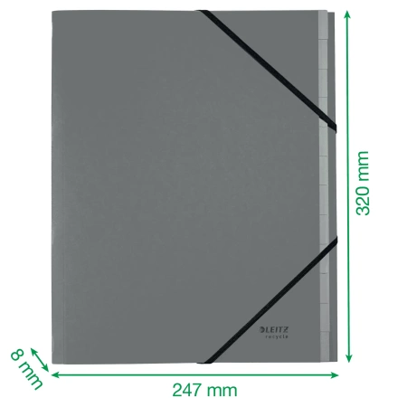 Teczka PP z gumką Leitz Recycle A4 12 przekładek niebieska