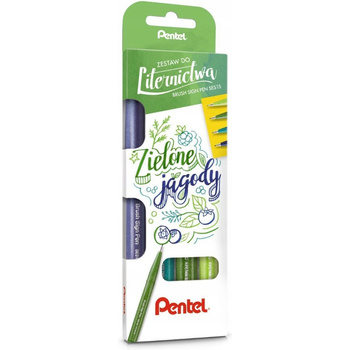 Zestaw do liternictwa Pentel Brush Sign Pen "Zielone jagody"