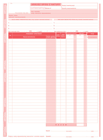 ARKUSZ SPISU Z NATURY A4 (O+1K)