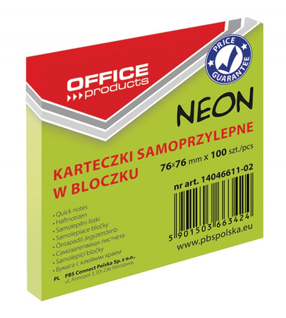 Karteczki Office Products 76x76mm zielone (100)