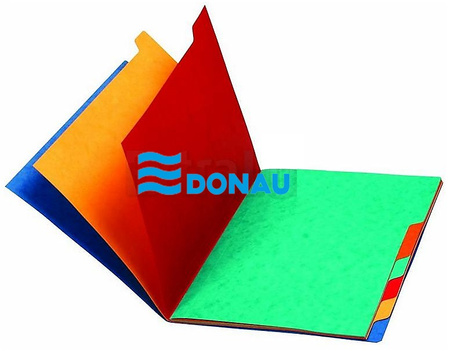 Teczka z gumką DONAU, preszpan, A4, 9 przekładek, niebieska