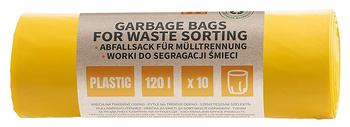 Worki na śmieci DONAU ECO, do segregacji plastiku, 120l, 10 szt., żółte