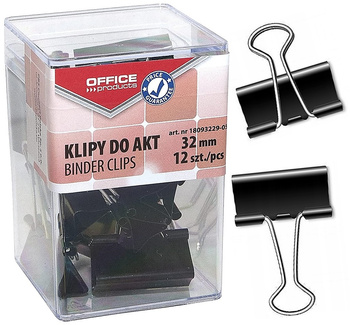 Klipy do dokumentów Office Products 32mm czarne (12)