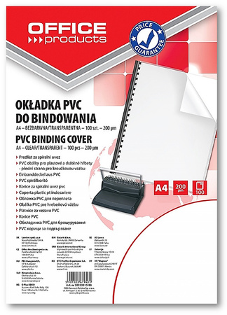 Okładki do bindowania Office Products A4/200µm transparentne (100)