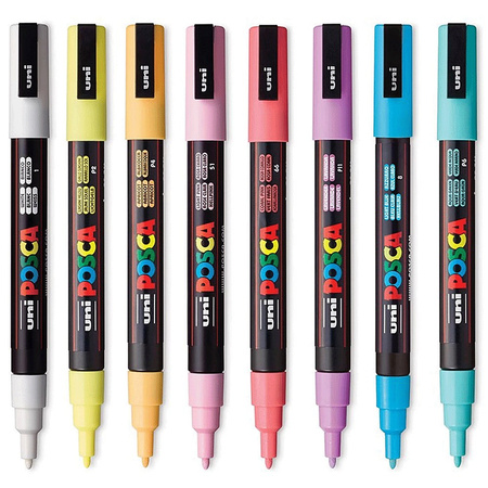 Markery z farbą plakatową Uni POSCA PC-3M 8 kolorów