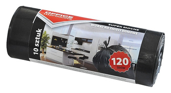 Worki na śmieci domowe OFFICE PRODUCTS, super mocne (LDPE), 120l, 10szt., czarne