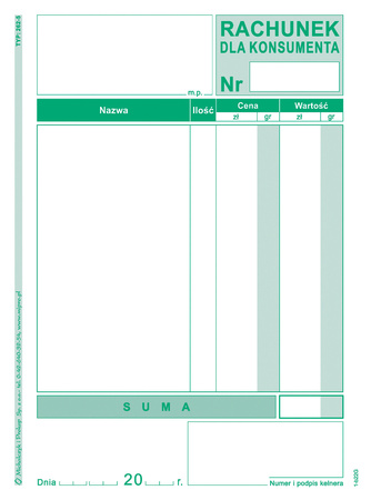RACHUNEK DLA KONSUMENTA A6 (WIELOKOPIA)