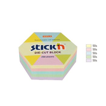 Karteczki Stick'n 61x70mm sześciokąt 5 kolorów (250)