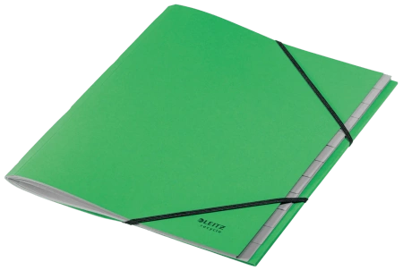 Teczka PP z gumką Leitz Recycle A4 12 przekładek zielona
