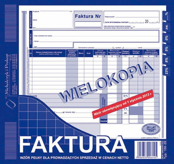 FAKTURA VAT 2/3 A4 (WIELOKOPIA)