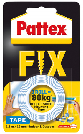 Taśma dwustronna Pattex Fix 19mm/1.5m 80kg