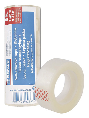 Taśma biurowa DONAU, 18mm, 33m, 8szt.