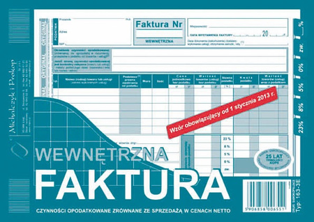 FAKTURA WEWNĘTRZNA A5 (O+1K)