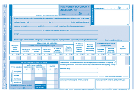 Rachunek do umowy zlecenia A5 (o+1k)