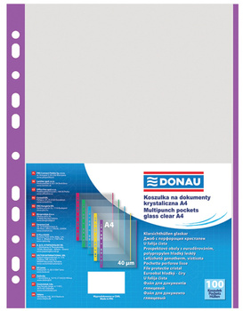 Koszulki Donau A4/40µm (brzeg fioletowy) groszkowe (100)