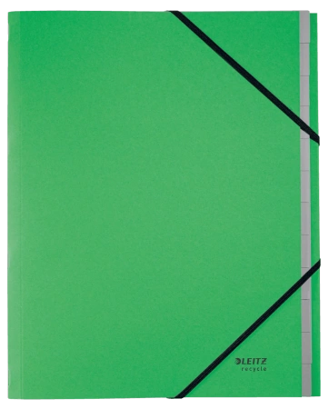 Teczka PP z gumką Leitz Recycle A4 12 przekładek zielona