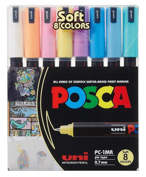 Markery z farbą plakatową Uni POSCA PC-1MR 8 kolorów
