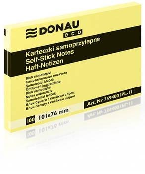 Karteczki Donau Eco 76x101mm żółte (100)