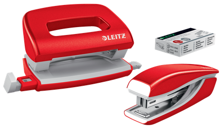 Zszywacz i dziurkacz Leitz Wow Nexxt czerwony