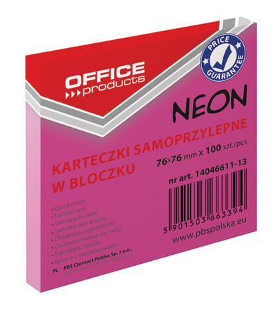 Karteczki Office Products 76x76mm różowe (100)