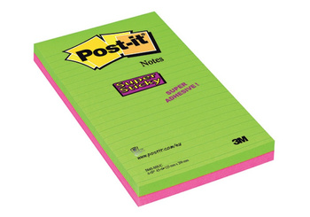 Karteczki Post-it Super Sticky 125x200mm (5845-SSUC) linie neon (4x45)