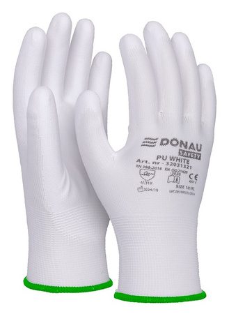 Rękawice Donau Safety PU White rozm.6 białe