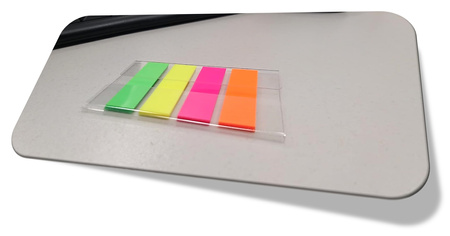 Zakładki indeksujące OFFICE PRODUCTS, PP, 12x43mm, 4x35 kart., zawieszka, mix kolorów neon