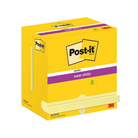 Karteczki Post-it Super Sticky 76x127mm (655-12SSCY-EU) żółte (12x90)