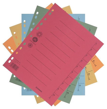 Przekładka DONAU, karton, A4, 235x300mm, 1-10, 1 karta, mix kolorów