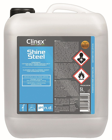 Preparat czyszcząco-nabłyszczający CLINEX Shine Steel 5L, do stali nierdz. 