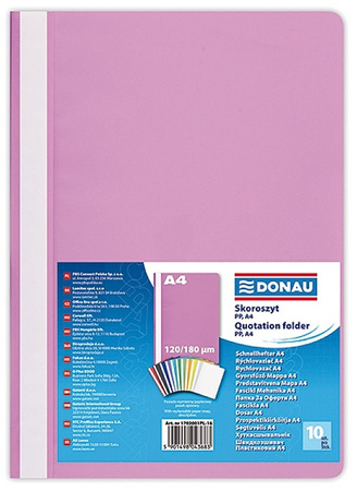 Skoroszyt DONAU, PP, A4, standard, 120/180mikr., granatowy