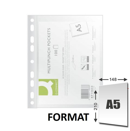 Koszulki Q-Connect A5/50µm krystaliczne (100)