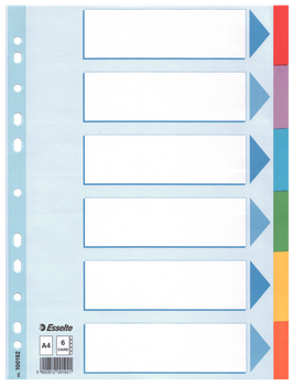 PRZEKŁADKI KARTONOWE ESSELTE A4 INDEX 6 KOLORÓW