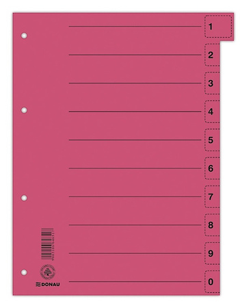 Przekładka DONAU, karton, A4, 235x300mm, 0-9, 1 karta z perforacją, niebieska