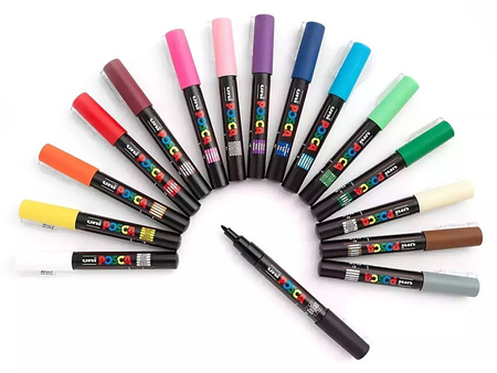 Markery z farbą plakatową Uni POSCA PC-1M 16 kolorów