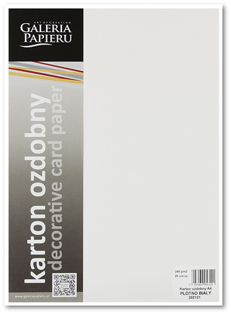 Karton ozdobny Galeria Papieru A4/240g Płótno biały (20)