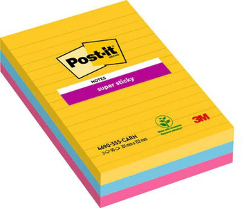 Karteczki Post-it Super Sticky 101x152mm linie Rio De Janeiro (3x90)