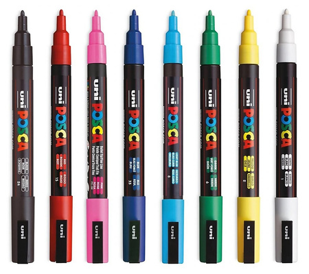 Markery z farbą plakatową Uni POSCA PC-3M 8 kolorów