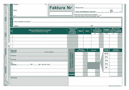 FAKTURA BRUTTO (UPROSZCZONA) A5 (O+1K)