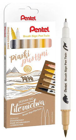 Pisaki pędzelkowe Pentel Brush Sign Pen Twin SESW30C PIASKI PUSTYNI 6 kolorów