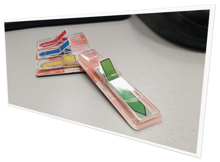 Zakładki indeksujące OFFICE PRODUCTS, PP, strzałka, 12x43mm, 4x24 kart., blister, mix kolorów