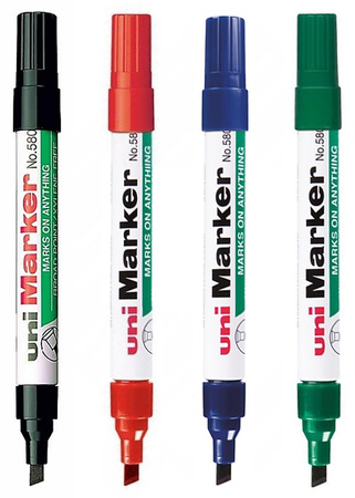 Marker permanentny Uni No.580B ścięty niebieski